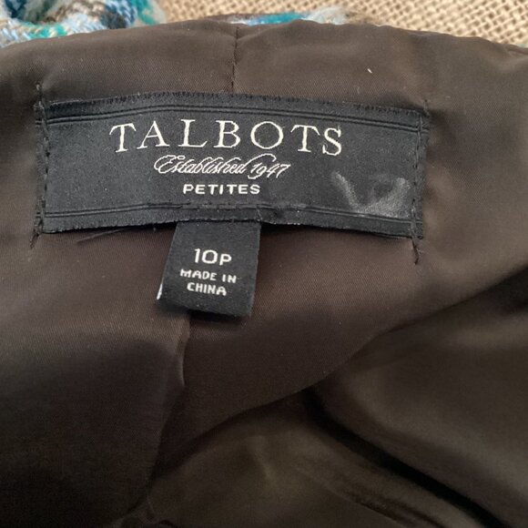 Talbots Plaid Blazer Jacket Size 10P Wool Blend Plaid Ruffle Brown/Teal - Picture 10 of 11